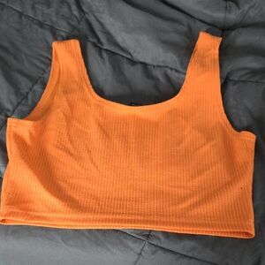 SHEIN Orange Ribbed Crop Top